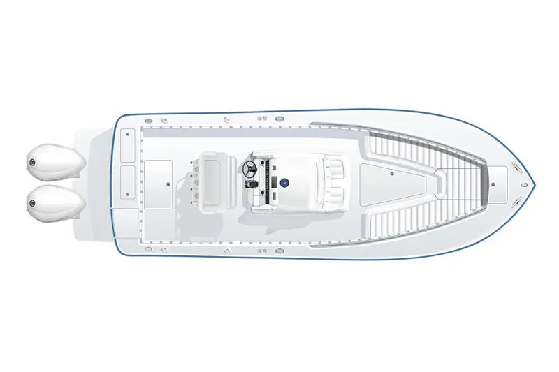 Slide: The Image of Manufacturer Provided Image: Top view of 2026 Regulator 25 boat with dual engines and central console. - 7