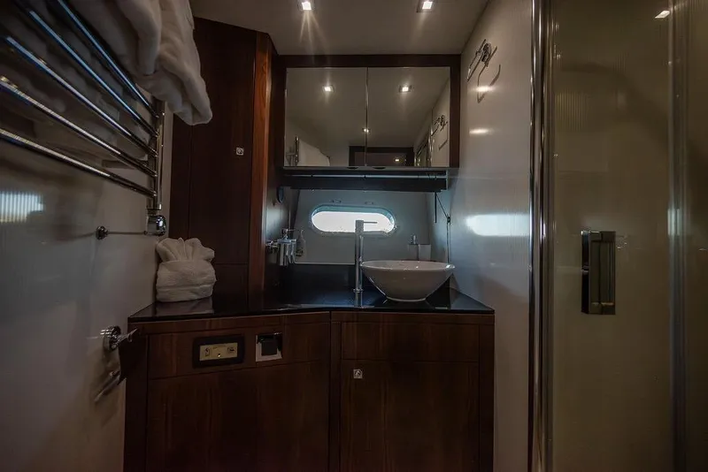 Slide: The Image of Luxurious bathroom interior of 2012 Sunseeker Manhattan 73 yacht with modern fixtures. - 55
