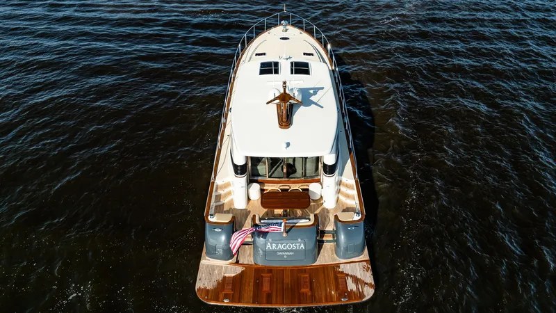 Slide: The Image of Aerial view of 2006 Vicem 62 Custom yacht on open water. - 14