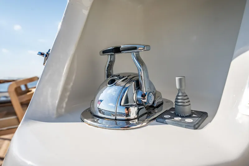 Slide: The Image of Chrome throttle controls on 2006 Vicem 62 Custom yacht. - 24