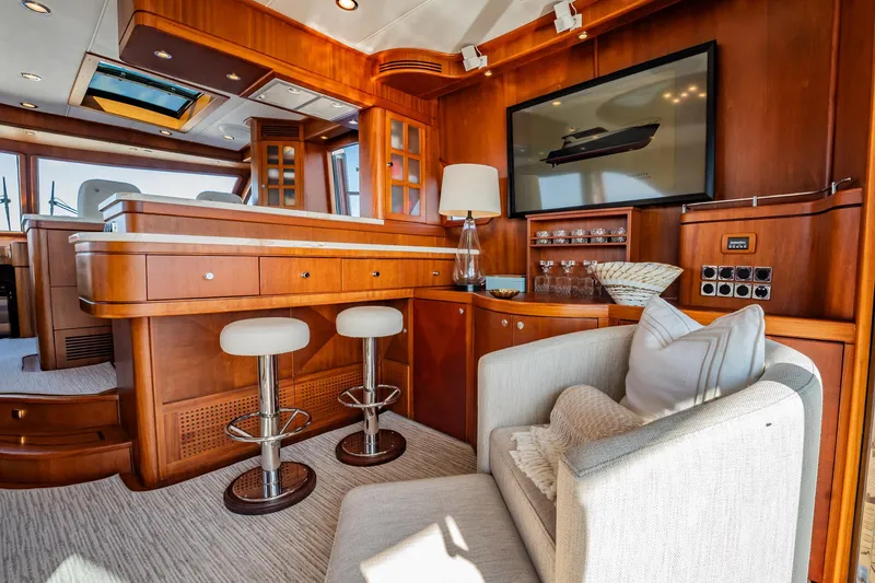 Slide: The Image of Luxurious interior of 2006 Vicem 62 Custom yacht with elegant wood finishes and modern amenities. - 27