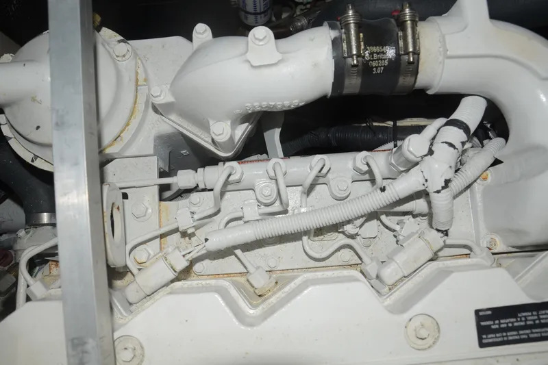Slide: The Image of Engine components of a 1973 Hatteras 36 Sport Fisherman boat. - 41