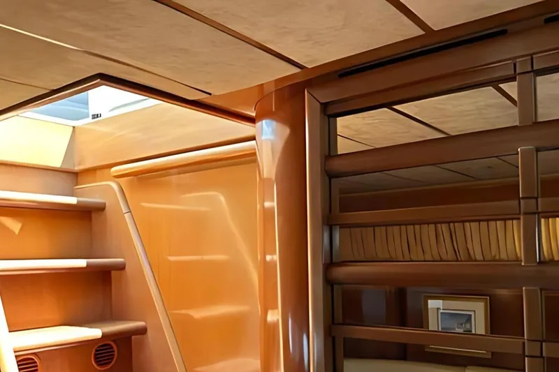 Slide: The Image of Luxurious interior of 1998 Ferretti Yachts 80 FLY with wooden finishes and elegant design. - 19