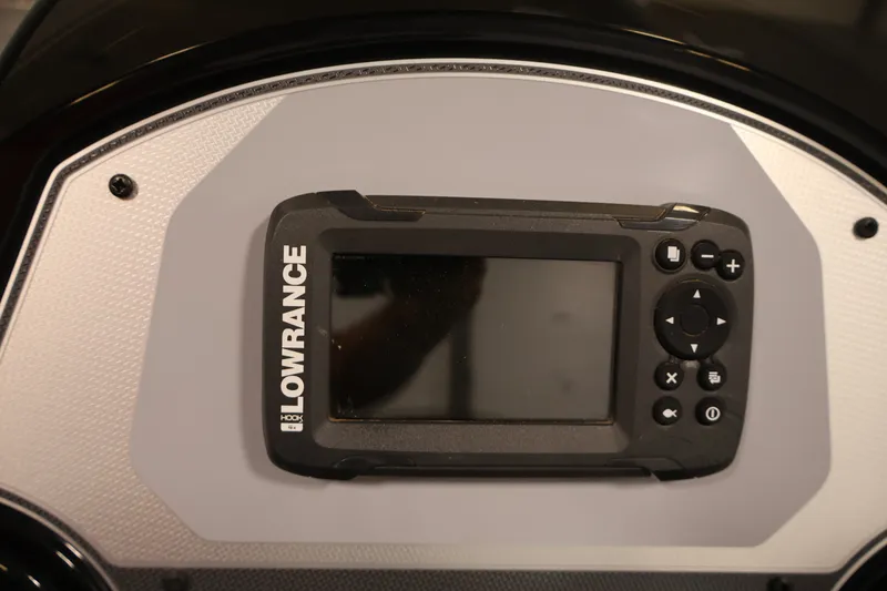 Slide: The Image of Lowrance fish finder on 2021 Lowe Stinger 195C boat dashboard. - 25