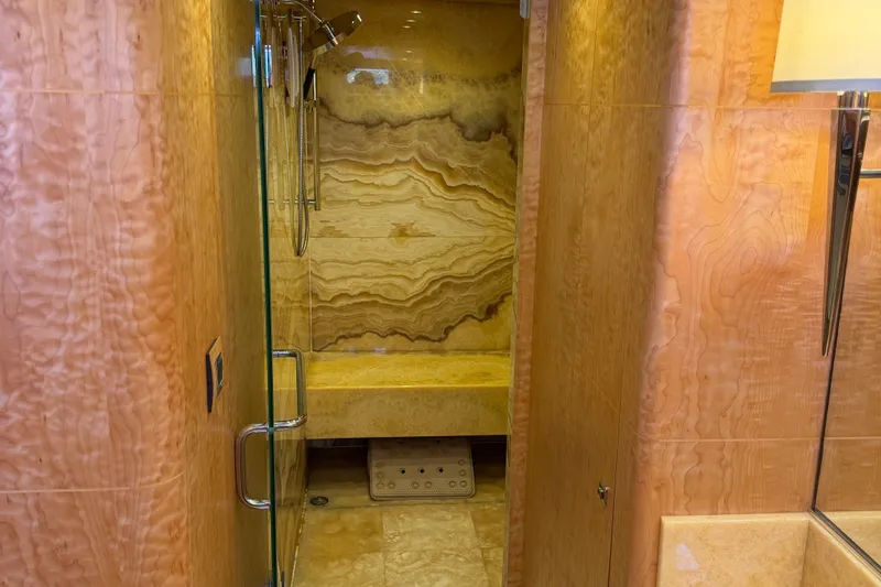Slide: The Image of Luxurious shower with marble walls in 2011 Pedigree Cat Sportfish Catamaran. - 38