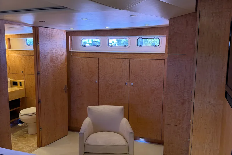 Slide: The Image of Luxurious interior of 2011 Pedigree Cat Sportfish Catamaran with wood paneling and comfortable seating. - 35