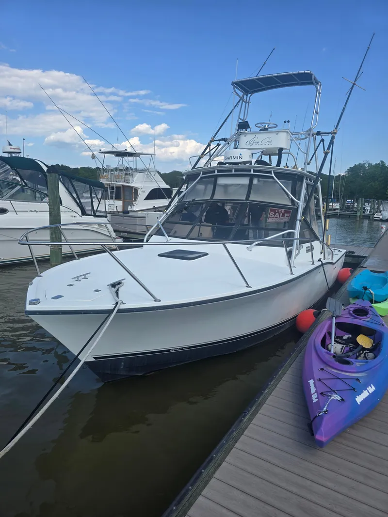 The Image of A 2000 Carolina Classic 28 boat docked, surrounded by other boats and kayaks. - 0