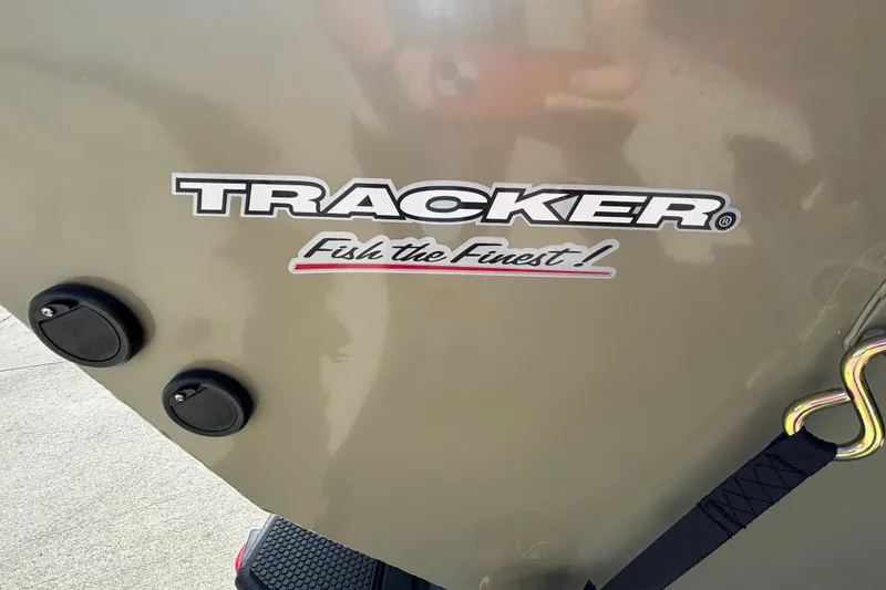 Slide: The Image of 2026 Tracker Pro Team 195 boat with "Fish the Finest" slogan displayed. - 22
