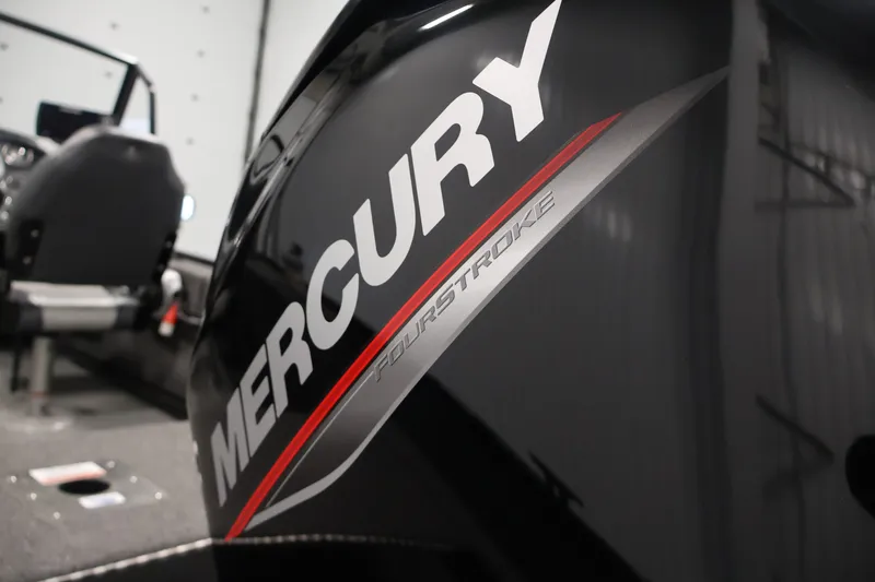 Slide: The Image of Mercury FourStroke engine on 2022 Lowe Fishing Machine 1625WT boat interior. - 37