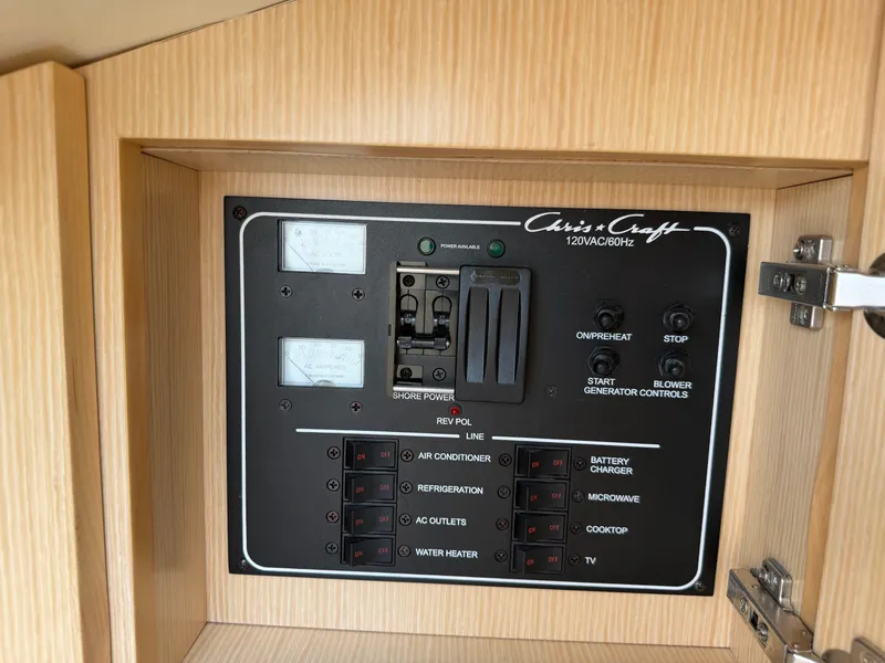 Slide: The Image of Electrical control panel of a 2020 Chris-Craft Corsair 34. - 45