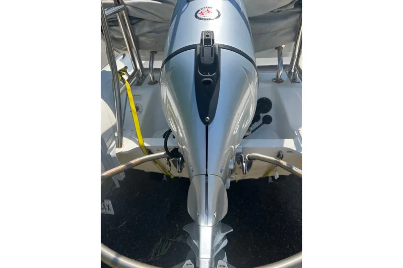 Slide: The Image of 2019 Brig Navigator 485 boat engine close-up with metallic finish. - 22