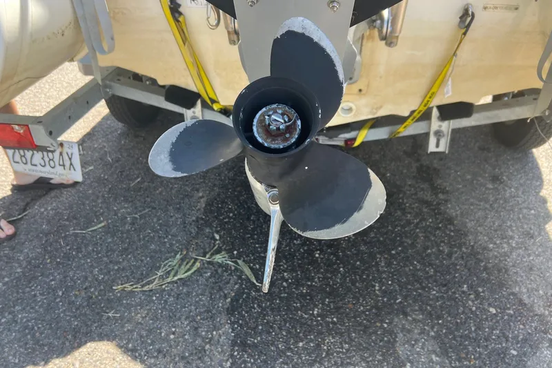 Slide: The Image of Propeller of a 2019 Brig Navigator 485 boat on a trailer. - 13