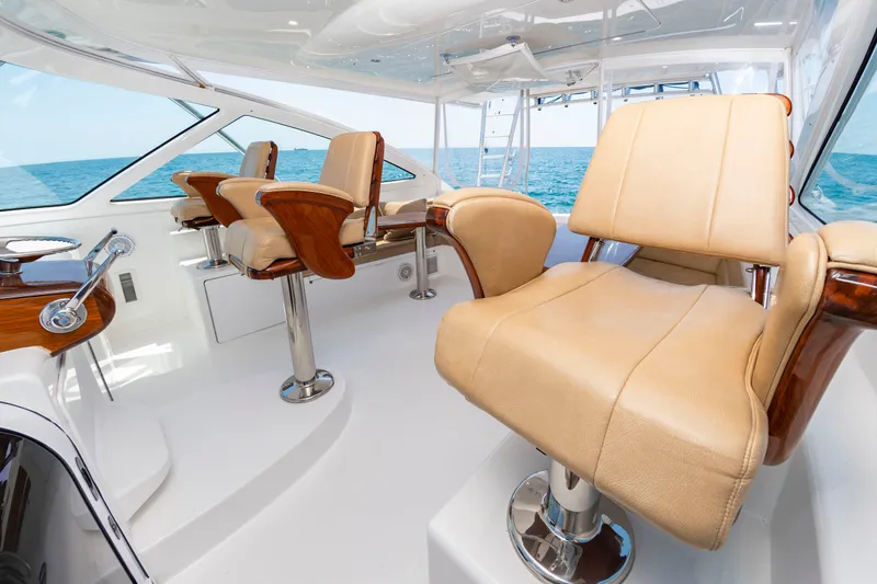Slide: The Image of Interior of a luxury yacht with leather seats and panoramic ocean views. - 20