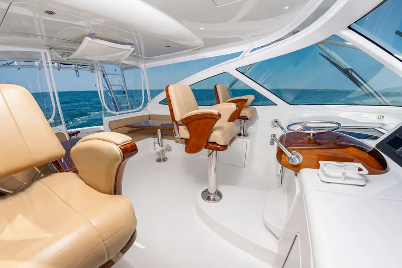 Slide: The Image of Interior of a luxury yacht with leather seats and a modern helm station. - 19