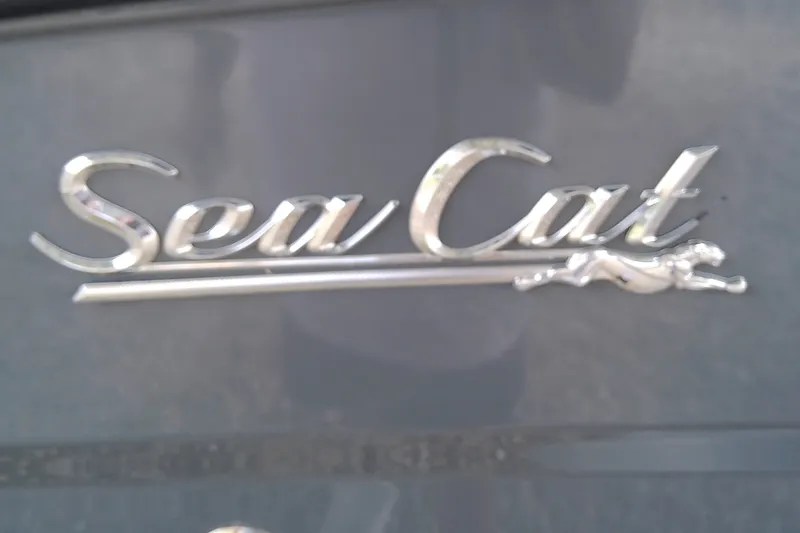 Slide: The Image of Close-up of the Sea Cat logo on a boat. - 11