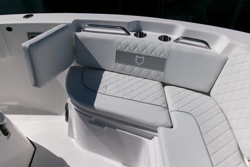 Slide: The Image of Luxurious seating on 2026 Sea Fox 268 Commander boat with quilted upholstery. - 9