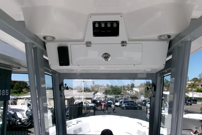Slide: The Image of Interior view of 2026 Sea Fox 268 Commander boat, showcasing helm and controls. - 19