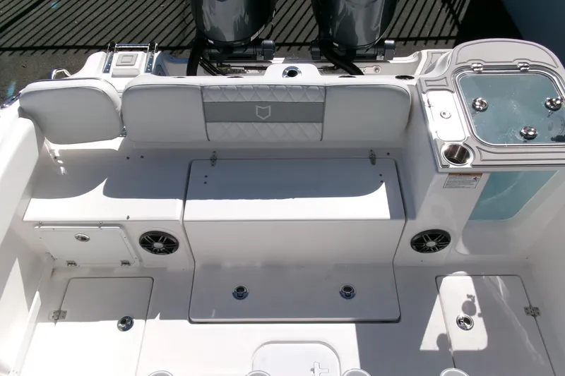 Slide: The Image of 2026 Sea Fox 268 Commander boat interior with seating and storage compartments. - 25