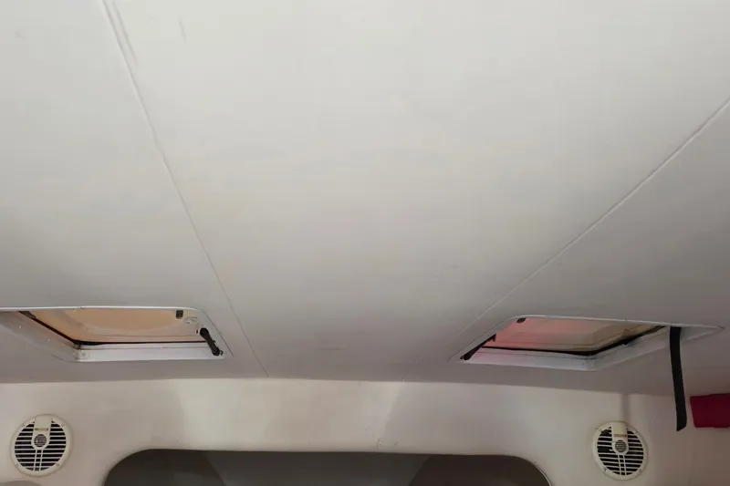 Slide: The Image of Interior ceiling of a 2007 Donzi 38 ZR boat with hatches and speakers. - 29