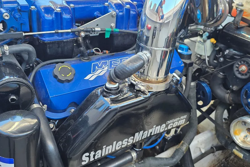 Slide: The Image of Engine of a 2007 Donzi 38 ZR boat with Stainless Marine components. - 13