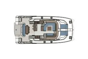 Slide: The Image of Manufacturer Provided Image: Top view layout of 2026 Aquila 54 Yacht, showcasing interior and deck design. - 19