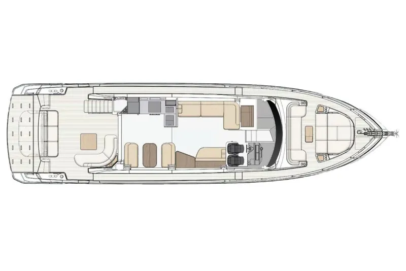 Slide: The Image of Manufacturer Provided Image: Top view layout of 2025 Azimut Fly 62 yacht, showcasing interior design and seating arrangement. - 13