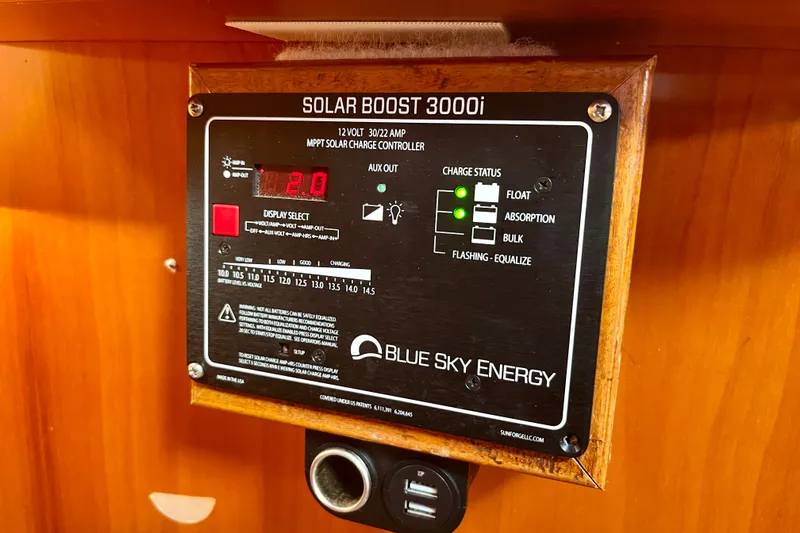 Slide: The Image of Solar Boost 3000i MPPT charge controller on Moody 42 yacht, 2000 model. - 40