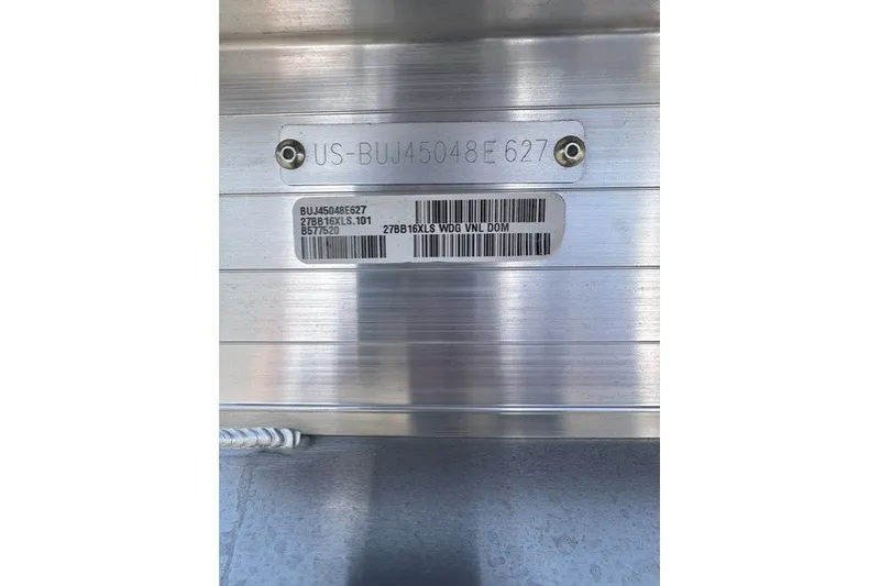 Slide: The Image of 2027 Sun Tracker Bass Buggy 16 XL Select identification plate with serial numbers. - 18