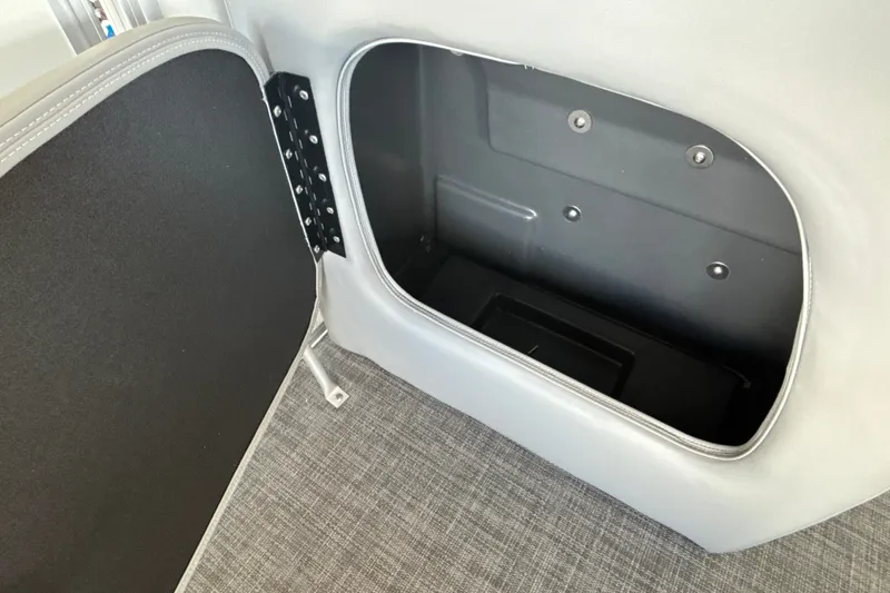 Slide: The Image of Storage compartment in 2027 Sun Tracker Party Barge 18 DLX pontoon boat. - 29