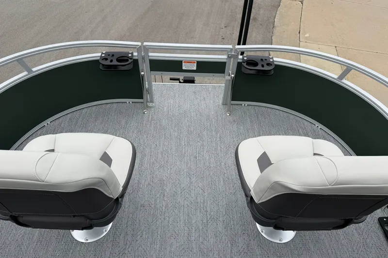Slide: The Image of 2027 Sun Tracker Bass Buggy 16 XL Select pontoon boat with two cushioned seats. - 14