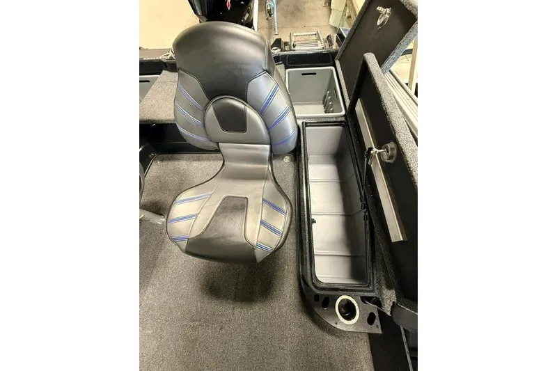 Slide: The Image of 2024 Nitro ZV20 boat interior with seat and storage compartments. - 24