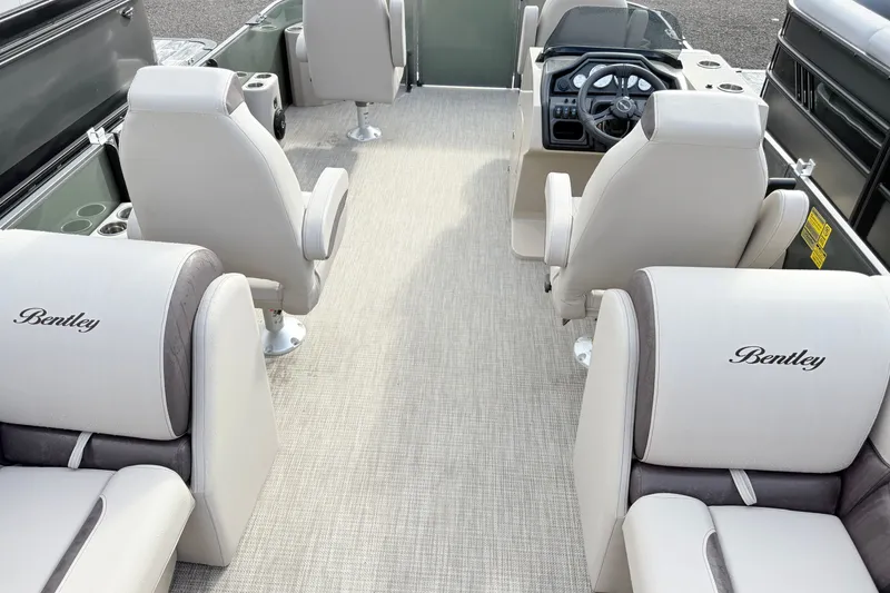 Slide: The Image of Luxurious interior of 2027 Bentley Pontoons Fish 220 FWD CW with plush seating. - 13