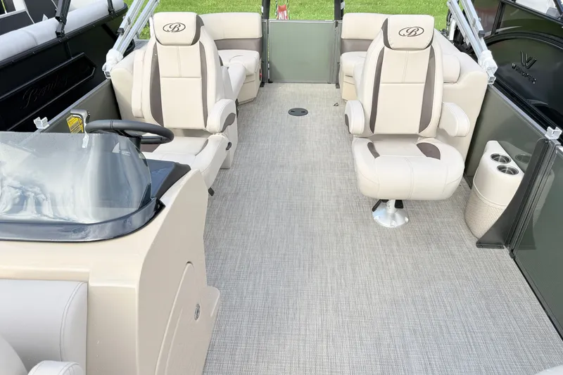 Slide: The Image of 2027 Bentley Pontoons Fish 220 FWD CW interior with plush seating and modern design. - 7