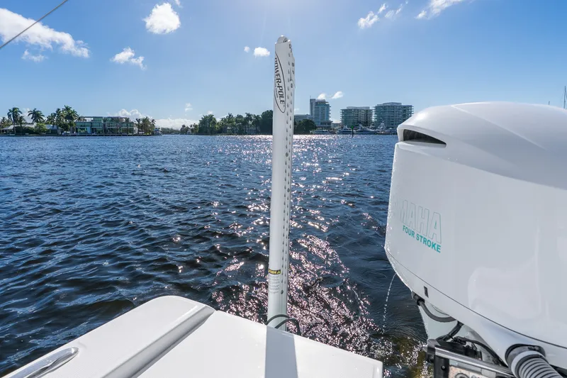 Slide: The Image of Everglades 253 Center Console boat with Yamaha engine on sunny waterfront, 2020 model. - 48