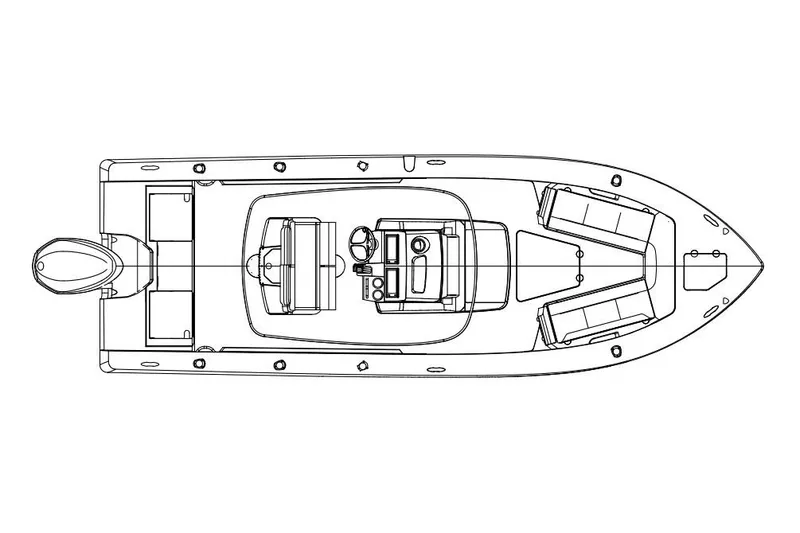 Slide: The Image of Manufacturer Provided Image: Top view schematic of a 2020 Everglades 253 Center Console boat. - 16