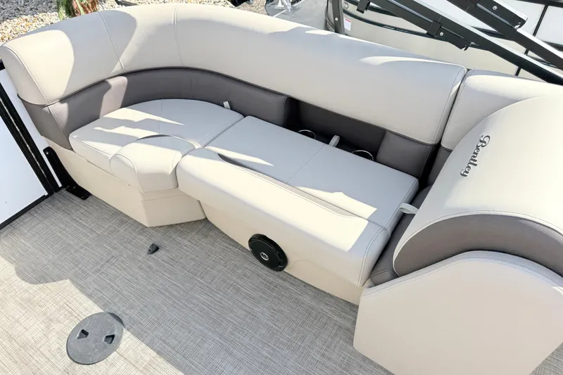 Slide: The Image of Luxurious seating on 2027 Bentley Pontoons Legacy 223 Navigator boat. - 5