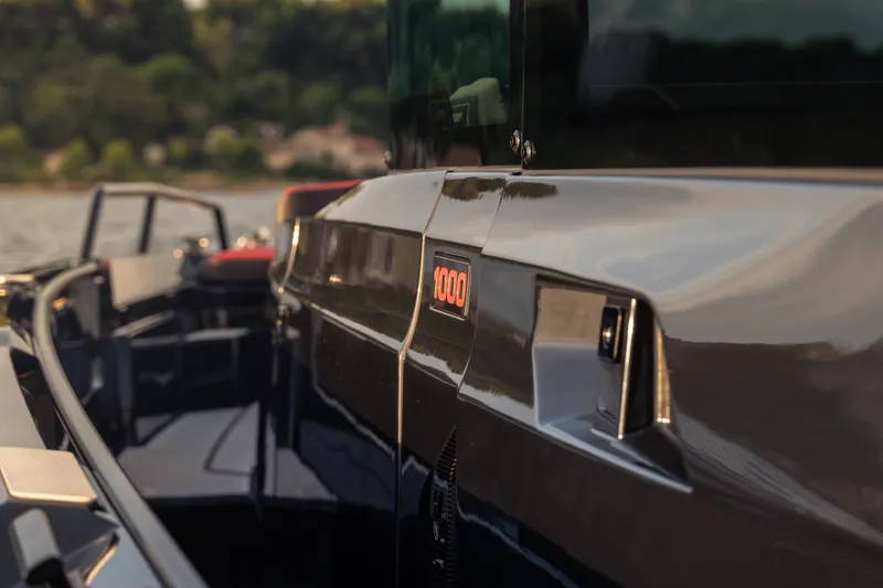 Slide: The Image of 2027 BRABUS 1000 luxury boat, sleek design, close-up view on water. - 19