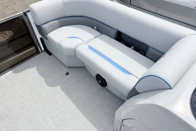 Slide: The Image of Luxurious seating on 2027 Bentley Pontoons Legacy 223 Navigator boat. - 4
