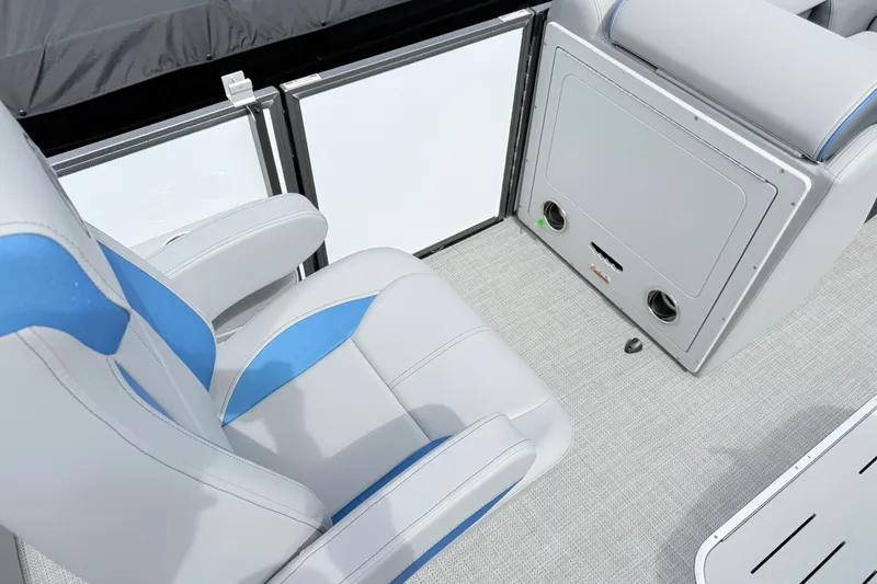 Slide: The Image of Interior of 2027 Bentley Pontoons Legacy 223 Navigator with sleek seating and modern design. - 8