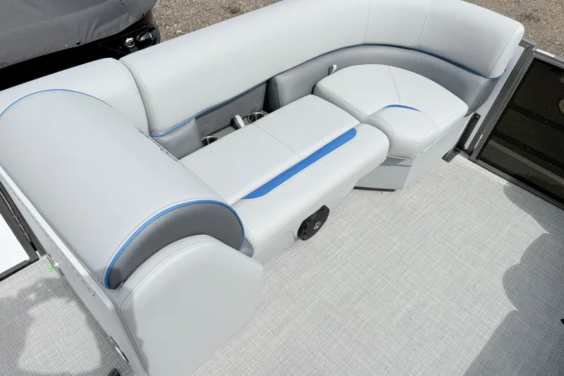 Slide: The Image of 2027 Bentley Pontoons Legacy 223 Navigator interior with sleek, modern seating design. - 3