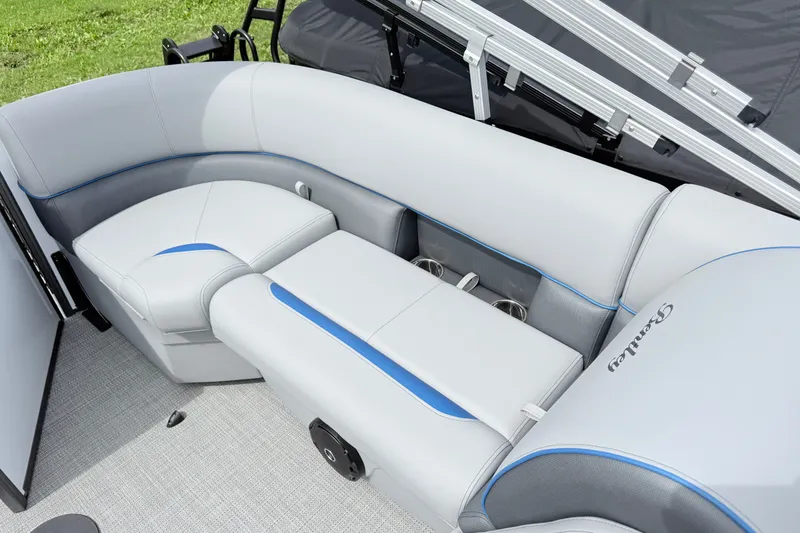 Slide: The Image of 2027 Bentley Pontoons Legacy 223 Navigator interior with luxurious seating and modern design. - 7