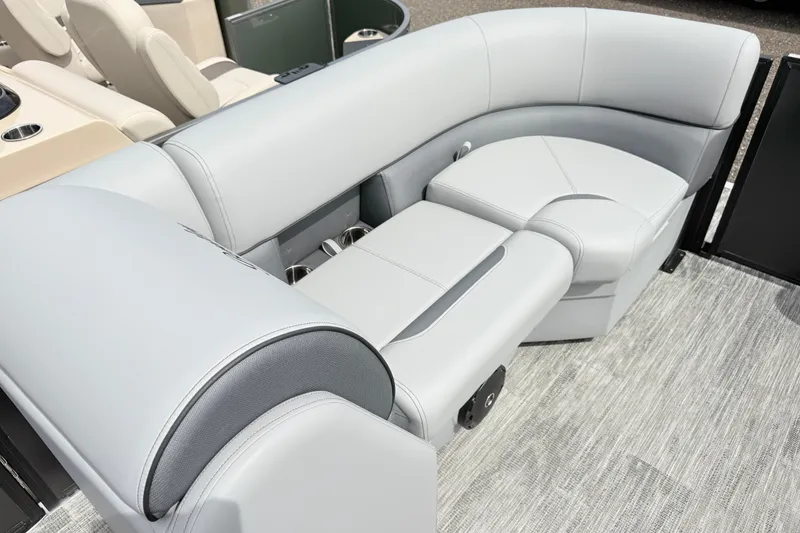 Slide: The Image of Luxurious seating on a 2027 Bentley Pontoons Bolt 223, featuring sleek, modern design. - 11