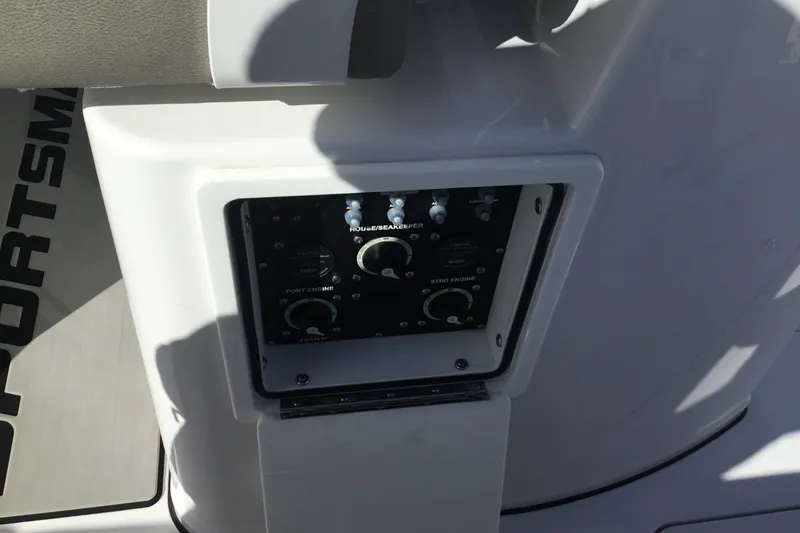 Slide: The Image of Control panel on 2025 Sportsman Open 322 Center Console boat. - 65