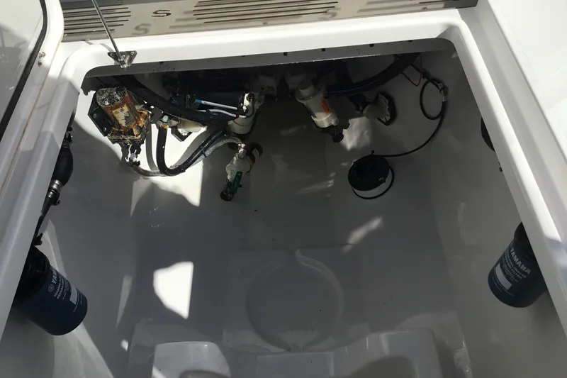 Slide: The Image of 2025 Sportsman Open 322 Center Console boat interior wiring and components. - 52