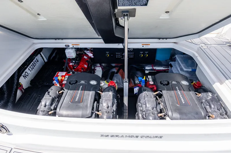 Slide: The Image of Engine compartment of 2022 Regal 36 Grande Coupe with Volvo Penta engines. - 67