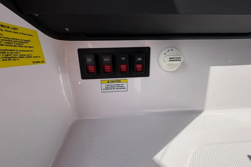 Slide: The Image of Control panel of 2025 Axopar 29 XC Cross Cabin with diagnostic features. - 27