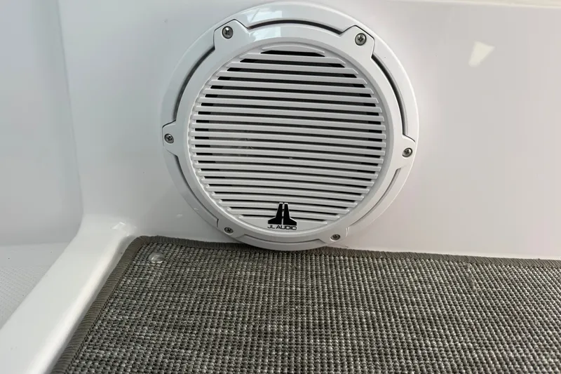 Slide: The Image of Speaker on 2025 Axopar 29 XC Cross Cabin, featuring JL Audio design. - 29
