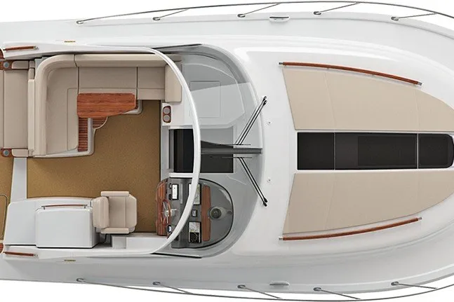Slide: The Image of Overhead view of 2016 Tiara Yachts 3900 Coronet, showcasing spacious deck and seating layout. - 23