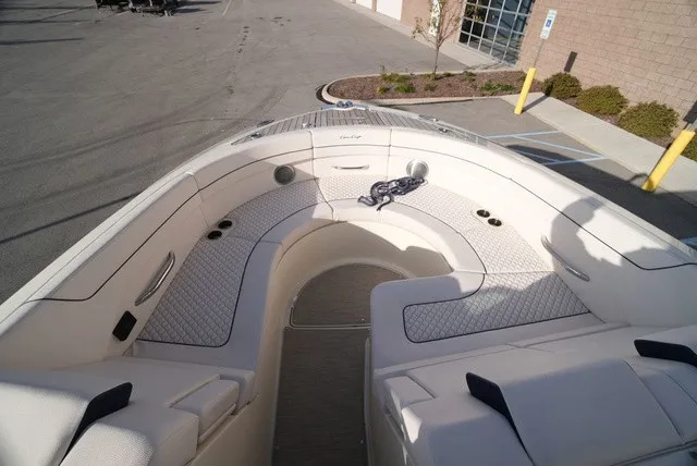 Slide: The Image of Chris-Craft Launch 35 GT Sterndrive 2026: Spacious bow area with luxurious upholstery and sleek details. - 47