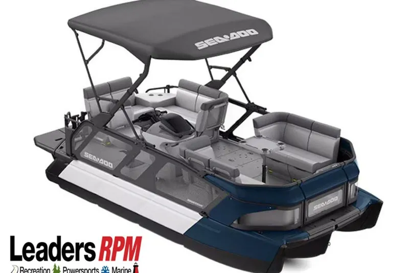 The Image of 2026 Sea-Doo Switch Cruise 18 pontoon boat with canopy, showcased by Leaders RPM. - 1